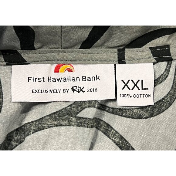 Rix First Hawaiian Bank Gray Black Button Sleeveless Shirt XXL Extra Large EUC - Picture 6 of 7